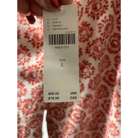 Anthropologie Red Floral Lounge Pants Joggers Size L - Picture 3 of 5